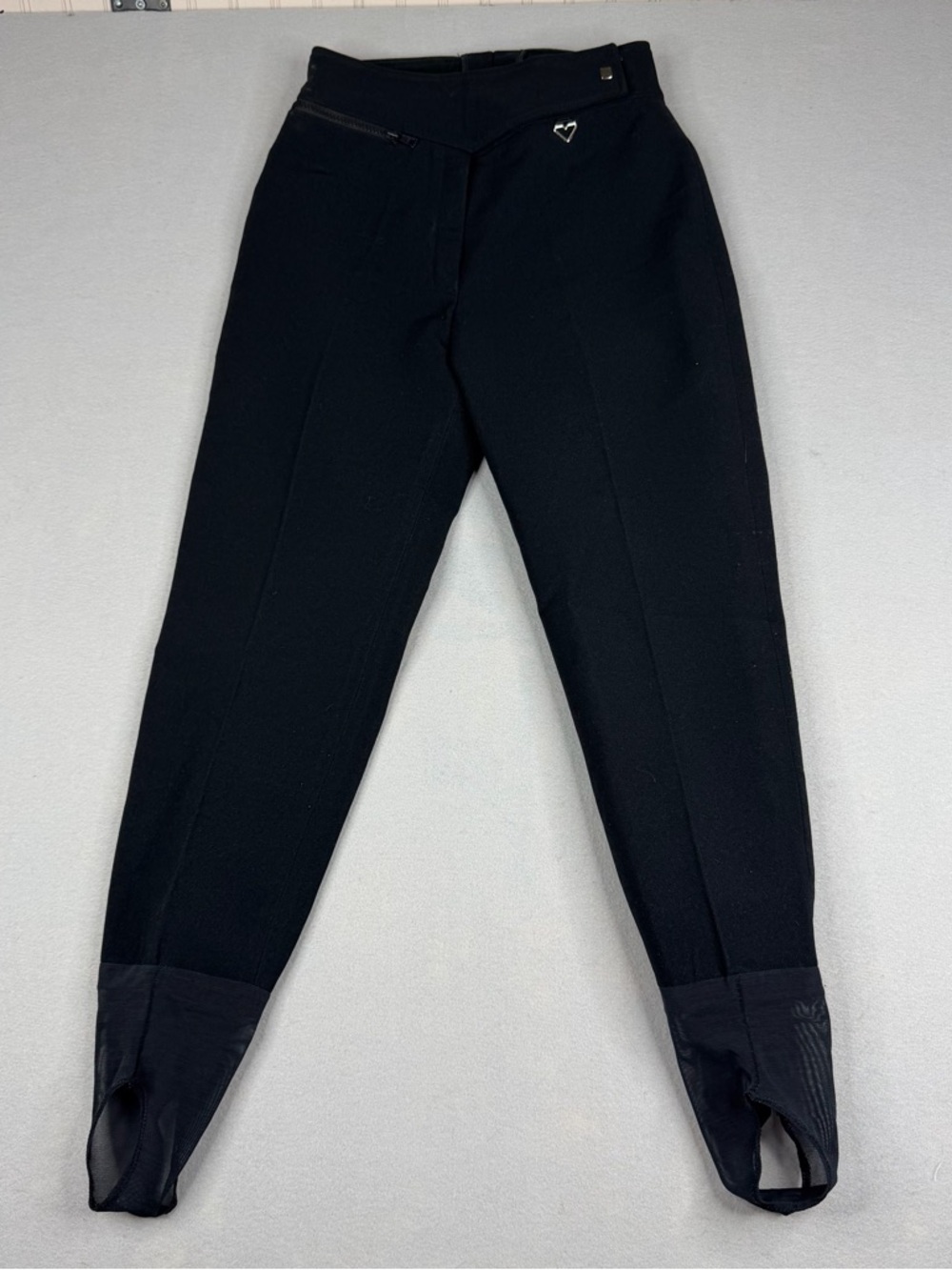 Vintage Obermeyer Wool Stirrup Ski Pants Womens 8R Black Made Japan 80s